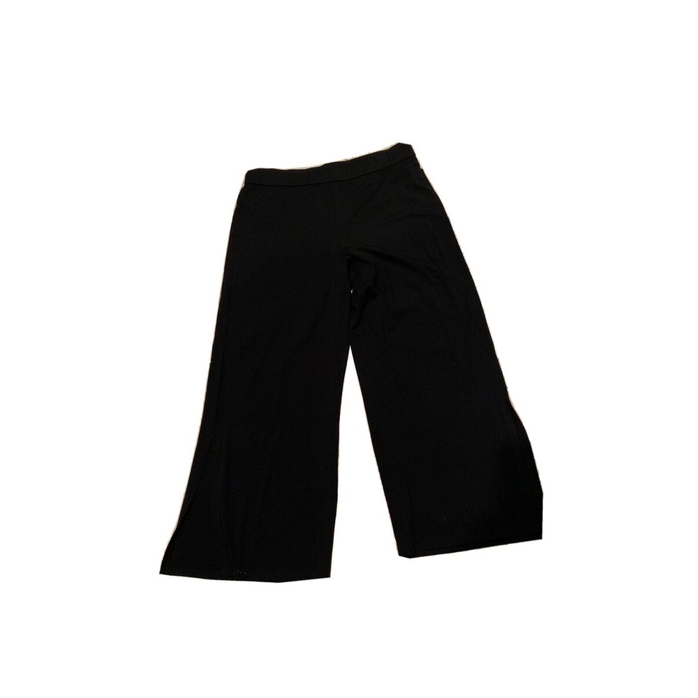 NWT EILEEN FISHER Black  Washable Stretch Wide Leg Ankle Pants Size Large